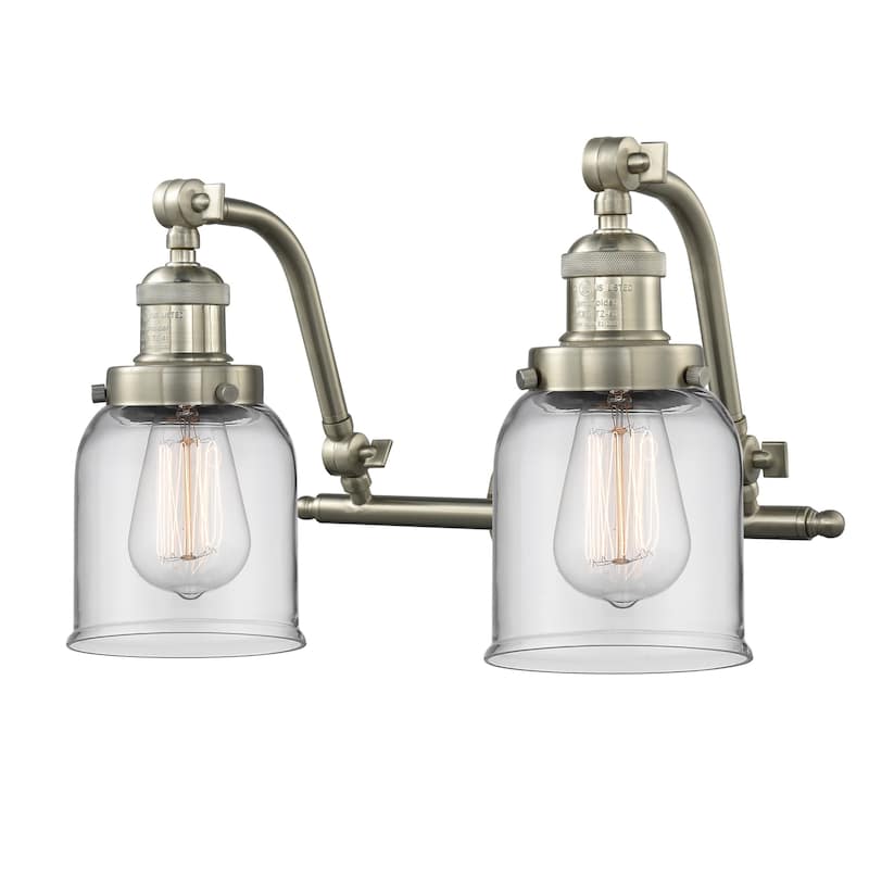 Innovations Lighting Small Bell 2 Light 18" Wide Bathroom Vanity Light - Satin Brushed Nickel / Clear