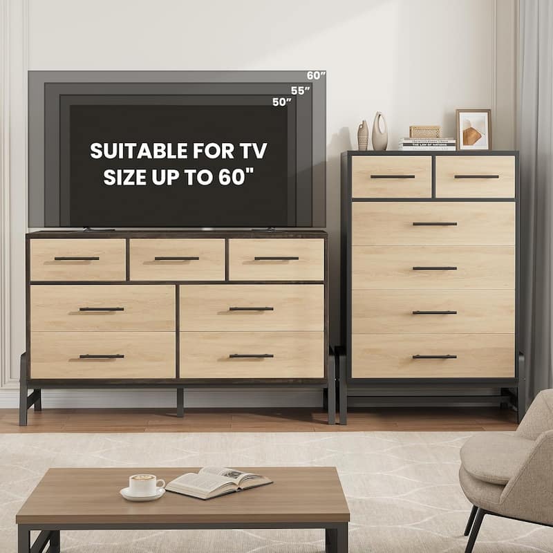 4/6/7 Drawer Dresser for Bedroom, Freestanding Wooden Storage Chest