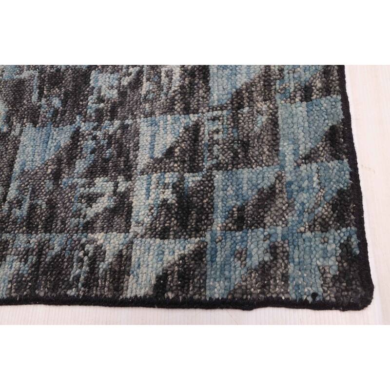 ECARPETGALLERY Hand-knotted Opulence Light Blue Wool Rug - 2'4 x 8'3