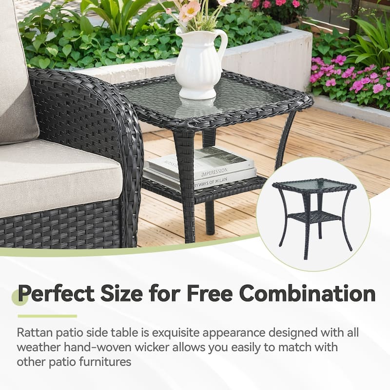 Pocassy Outdoor Wicker Patio Chairs Set
