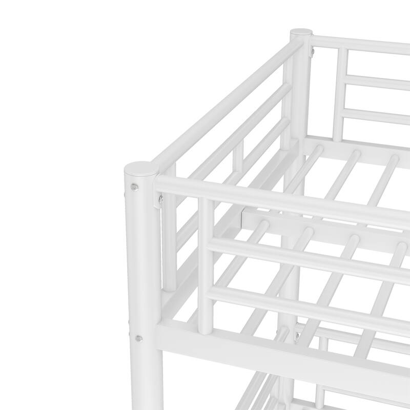Twin over Twin over Full Triple Bunk Bed - Metal Frame with Safety Guardrails & Noise-Reduced Design