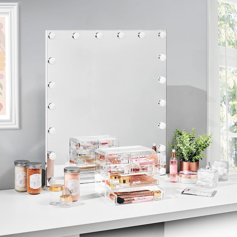 Sorbus Acrylic Cosmetics Makeup Jewelry Storage Case Display - 2 Large and 4 Small Drawers Space-Saving, Stylish Acrylic Case