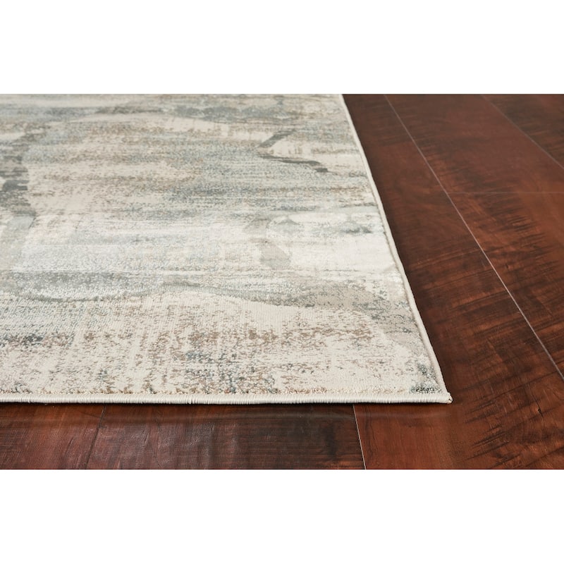 Domani Ekaterina Ivory/Mist Distressed Abstract Rug