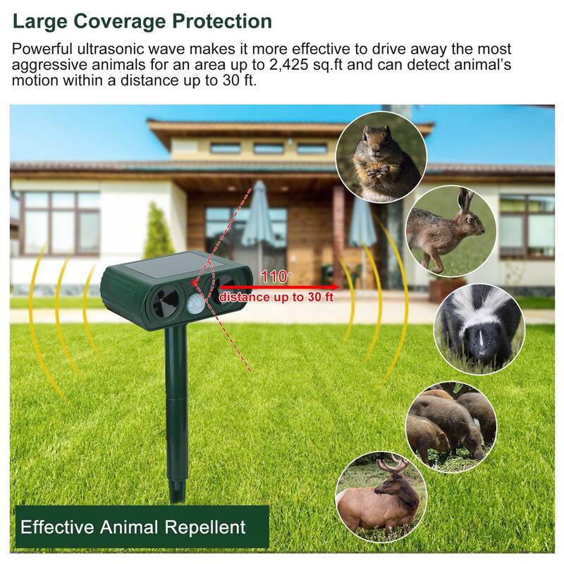 Solar Powered Motion Sensor Repellent IPX4 Waterproof Outdoor - Green