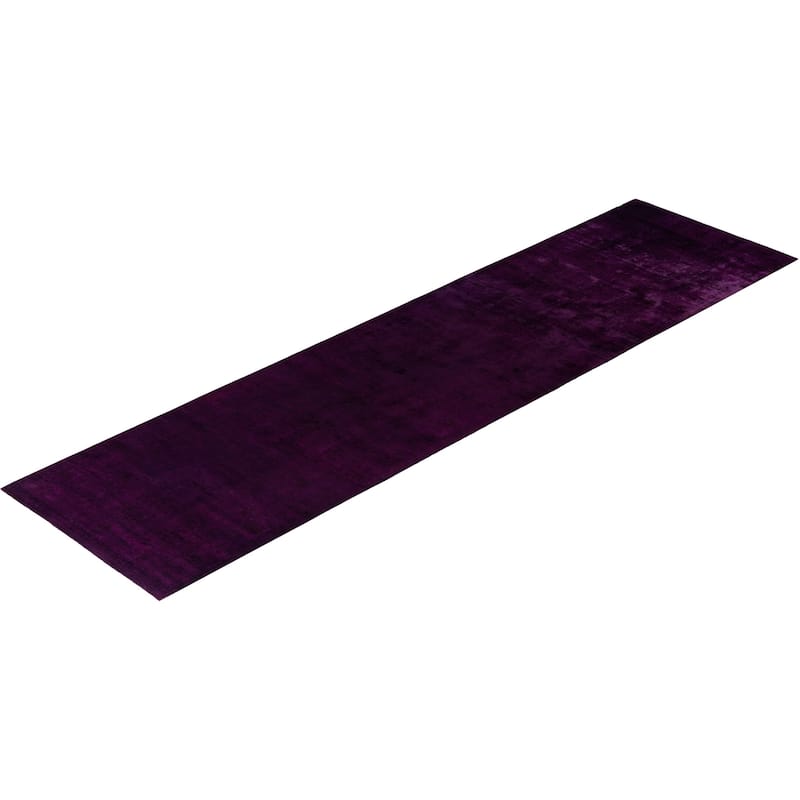 Overdyed One-of-a-Kind Hand-Knotted Area Rug - Purple - 3' 2" x 12' 5"