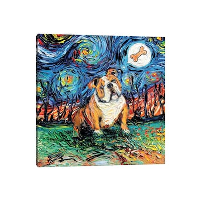 iCanvas "Starry Bulldog" by Aja Trier Canvas Print