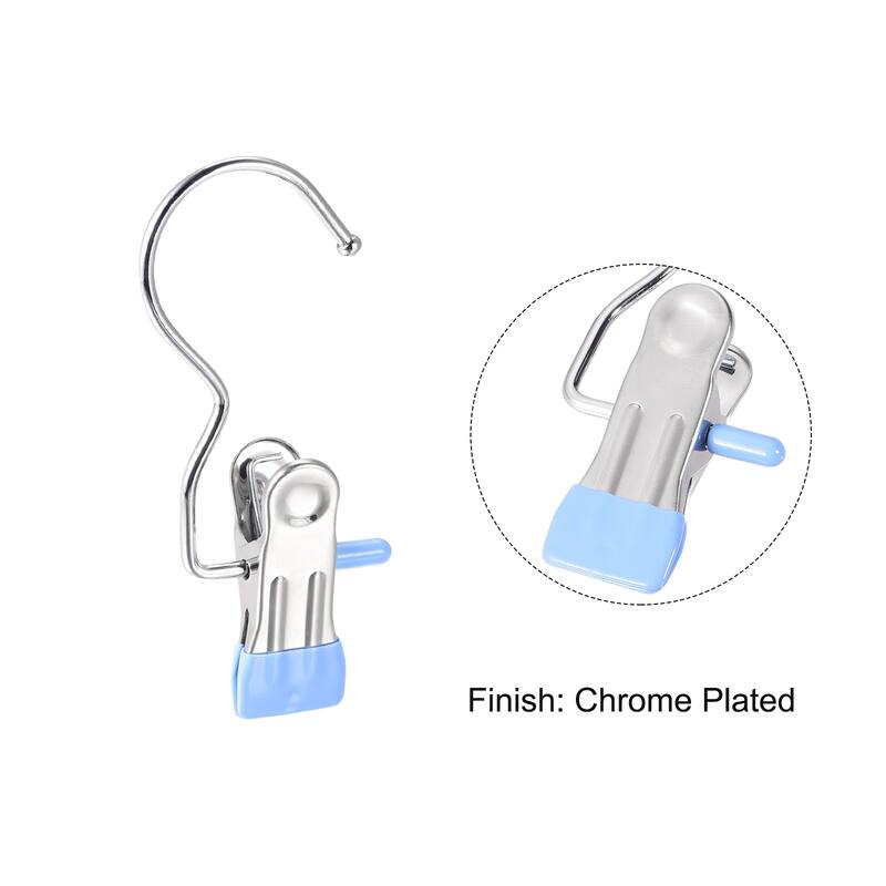 Uxcell Laundry Clips with Hook Metal Boot Hangers Chrome Plated