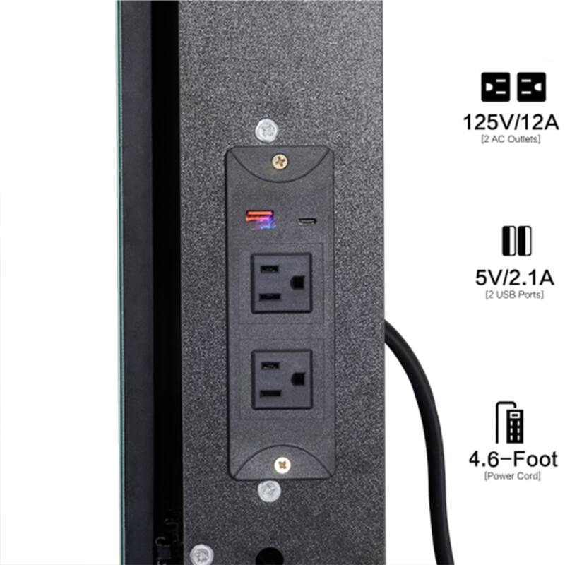 29.2'' Small Vanity Table with LED Mirror, 2 AC & 2 USB Outlets, Drawer & Stool, Touch Control Tri-Color Lighting