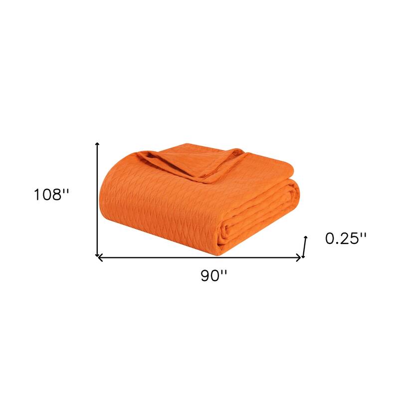 HomeRoots King Burnt Orange Cotton Woven Geometric Blanket