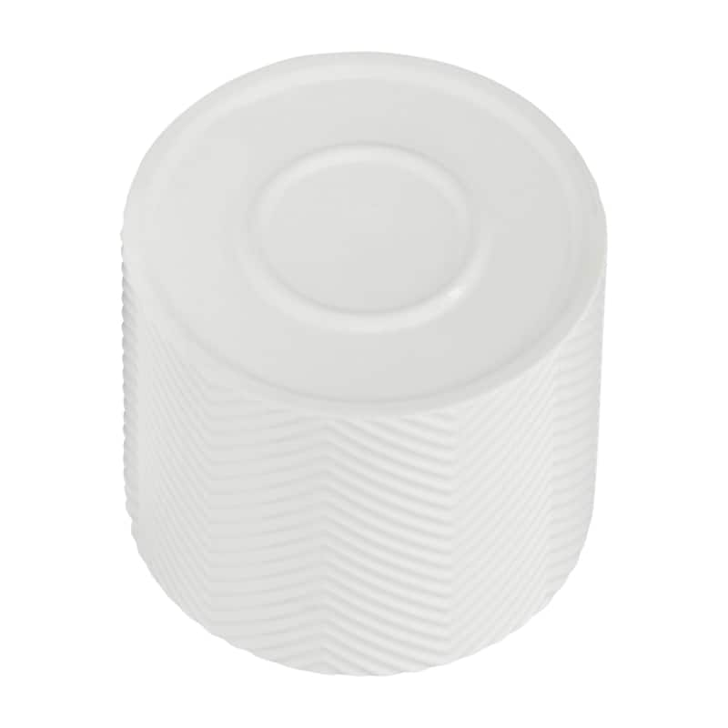 Ceramic Planter Trendy White Planter Elevated on Wooden Stand with Chevron Design For Indoor or Outdoor Plants