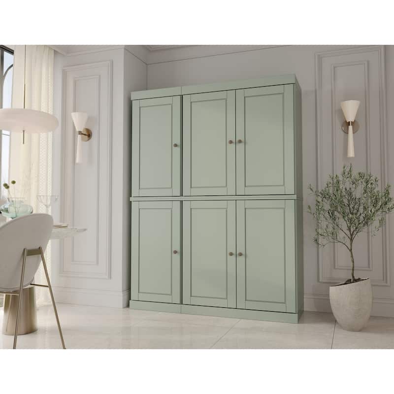 Palace Imports 100% Solid Wood Pantry Cabinet, Raised Panel Doors, Adjustable Shelves, 48.5" Wide, 71.5" Tall - 48.5" x 71.5" - Sage