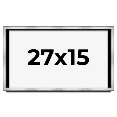 27x15 Shadow Box Frame Silver | 1.375 Inches Deep Real Wood