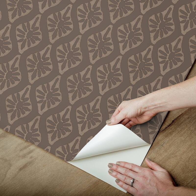 Chris Loves Julia x NuWallpaper Nova Carob Brown Peel and Stick Wallpaper