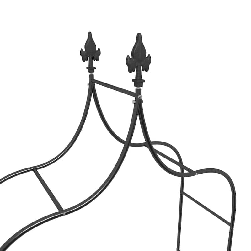 vidaXL Garden Arch Black Powder-coated Steel Large Decorative Inlays
