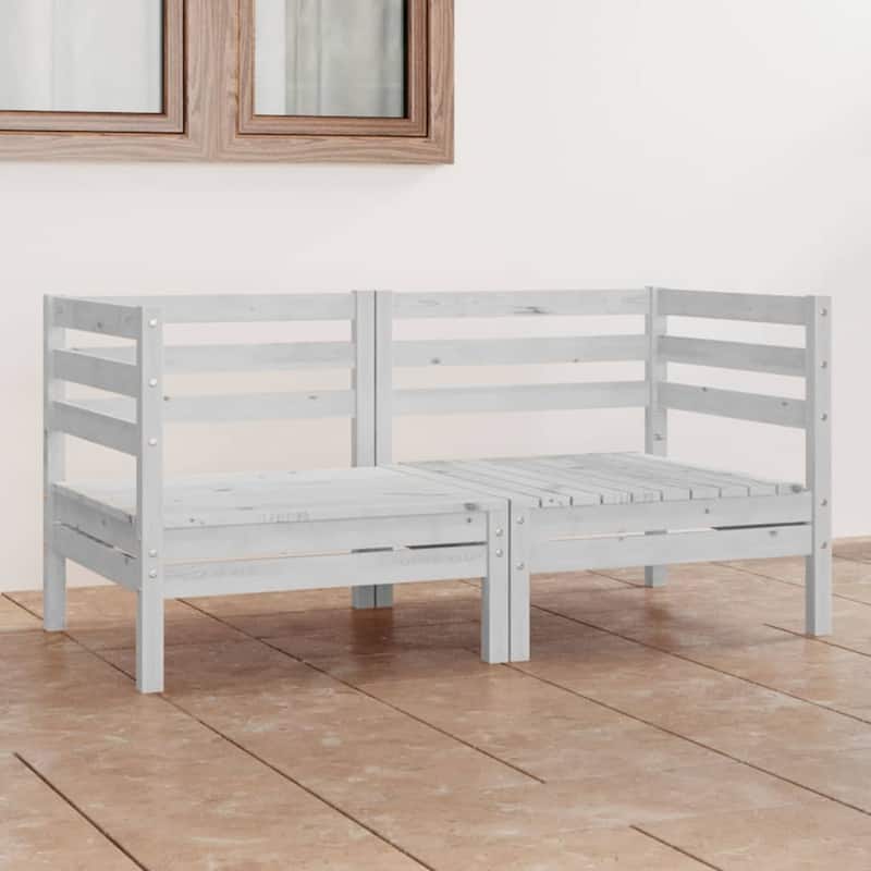 vidaXL Patio Loveseat Outdoor Patio 2-Seater Sofa for Garden Solid Wood Pine - 25" x 25" x 24.6" - White