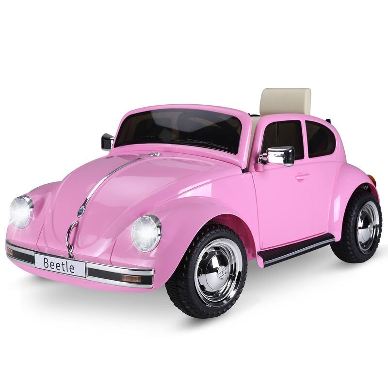 Volkswagen Beetle Licensed 6V Kids Electric Ride On Car with Parental Remote, Music Horn, LED Lights, and 2 Openable Doors