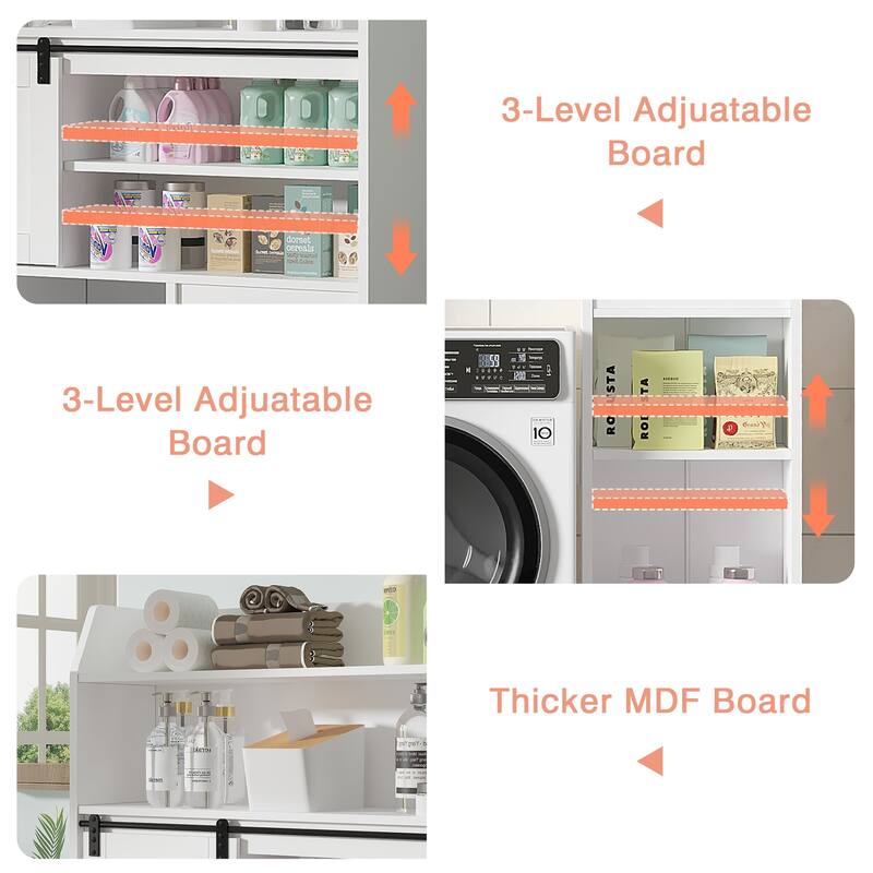 Javlergo Over The Toilet Storage Cabinet with Metal Frame and Storage Shelves, Bathroom Organizer with Adjustable Shelves