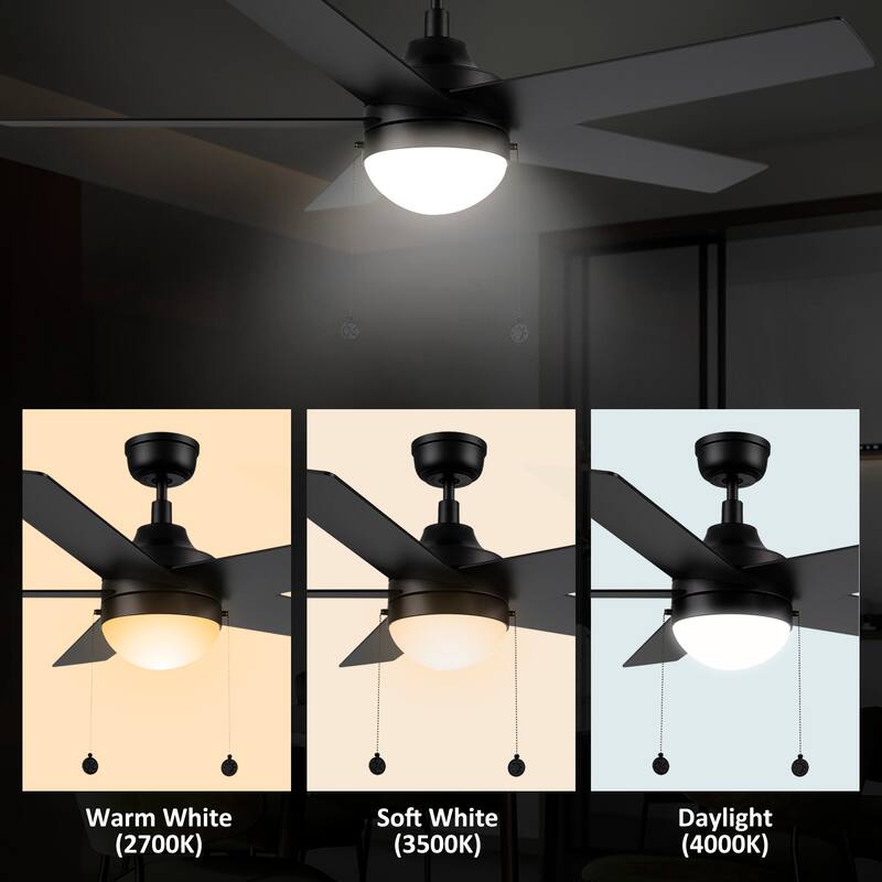CARRO Norfolk 52" 5-Blade Ceiling Fan with Light and Pull Chain-Downrod