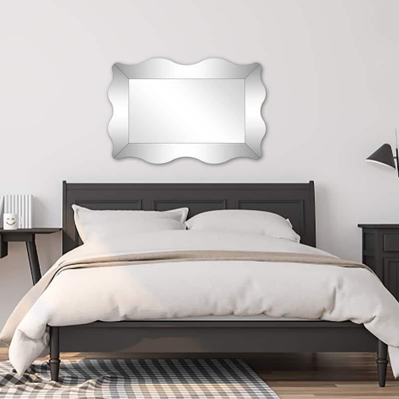 HomeRoots 35" Mirrored Accent Mirror Wall Mounted With Glass Frame - 20