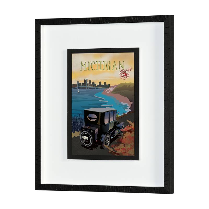 Michigan Go USA by Mercana Studio a Hand Embellished Framed Art Print Series