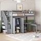 preview thumbnail 22 of 55, Space-Saving Loft Bed with Shelves Wardrobe, Movable table & Side Desk, Wooden Twin Bed Frmae wiht Storage Stairs & Two Drawers