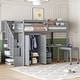 preview thumbnail 97 of 112, Space-Saving Wood Loft Bed with Storage Stairs & Wardrobe, Multifunctional Furniture Bed Frame with Desk & Drawers