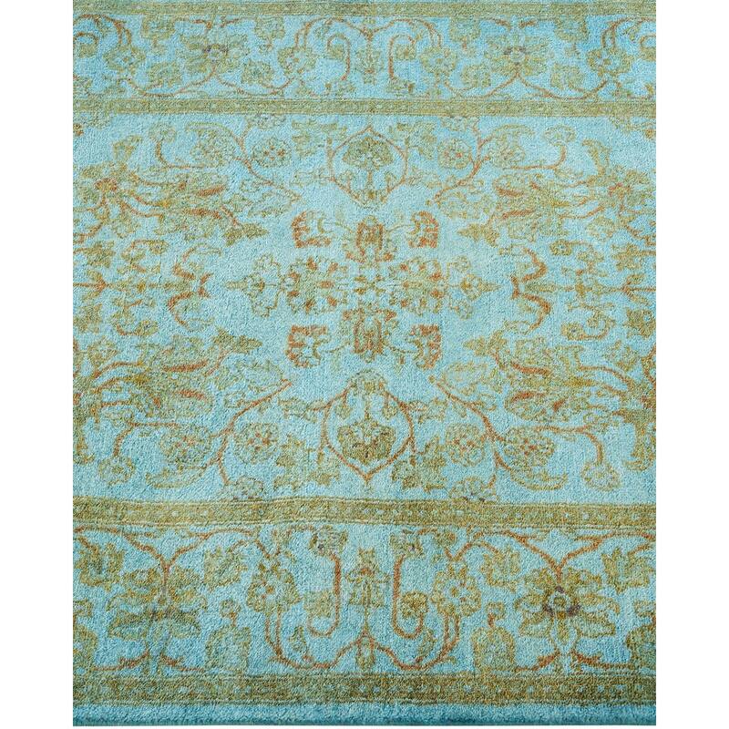 Overton Hand Knotted Wool Vintage Inspired Modern Contemporary Overdyed Blue Runner Rug - 2' 8" x 10' 5"