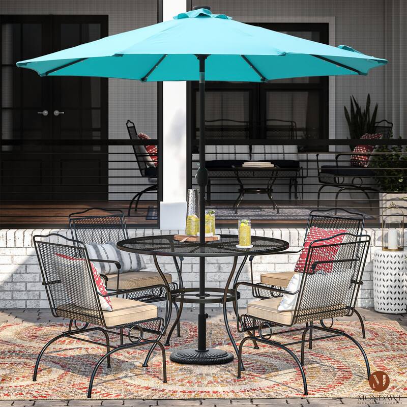 9Ft Patio Market Umbrella with 32 LED Round Solar