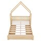 preview thumbnail 11 of 24, Wood Queen Size House Platform Bed with Guardrail and 2 Drawers
