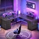 preview thumbnail 57 of 72, L Shaped Computer Desk 5 fabric Drawers Gaming Desk Storage Shelf 63" - Black