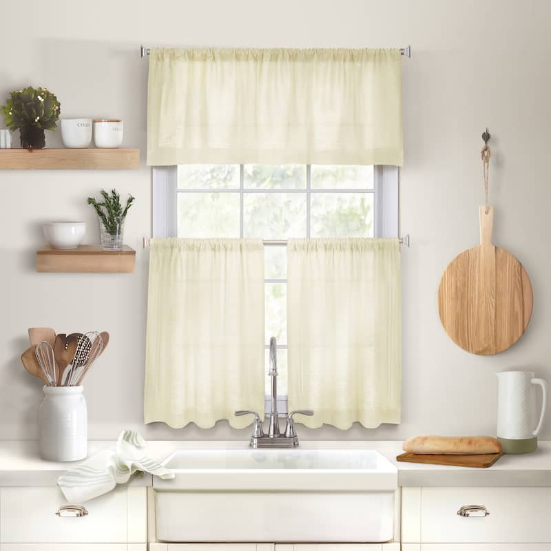 Elrene Cameron Rod Pocket Kitchen Curtain Tier Set of Two