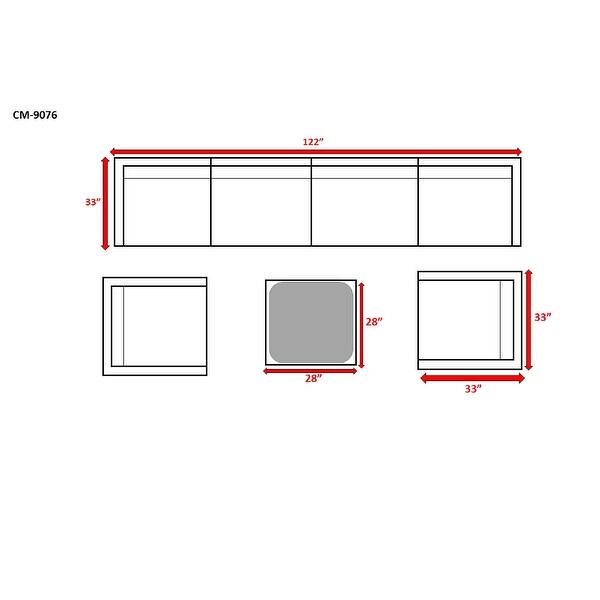 LSI 7 Piece Rattan Sectional Seating Group with Cushion Bed Bath