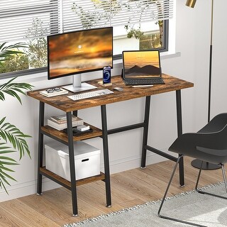 Javlergo Computer Desk with 2 Storage Shelves, Home Office Writing ...