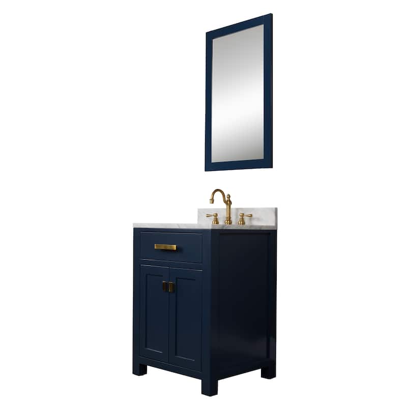 Madison 24-inch Monarch Blue Single Sink Carrara White Marble Vanity