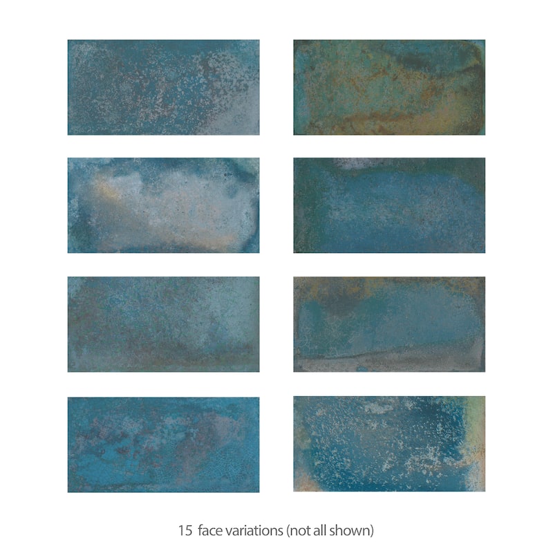 Merola Tile Atelier Oxid Blue 4-1/2" x 9-1/8" Porcelain Floor and Wall Tile