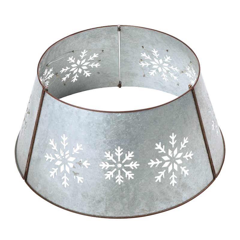 Glitzhome 22"/26"D Christmas Metal Snowflake Tree Collars with Lights