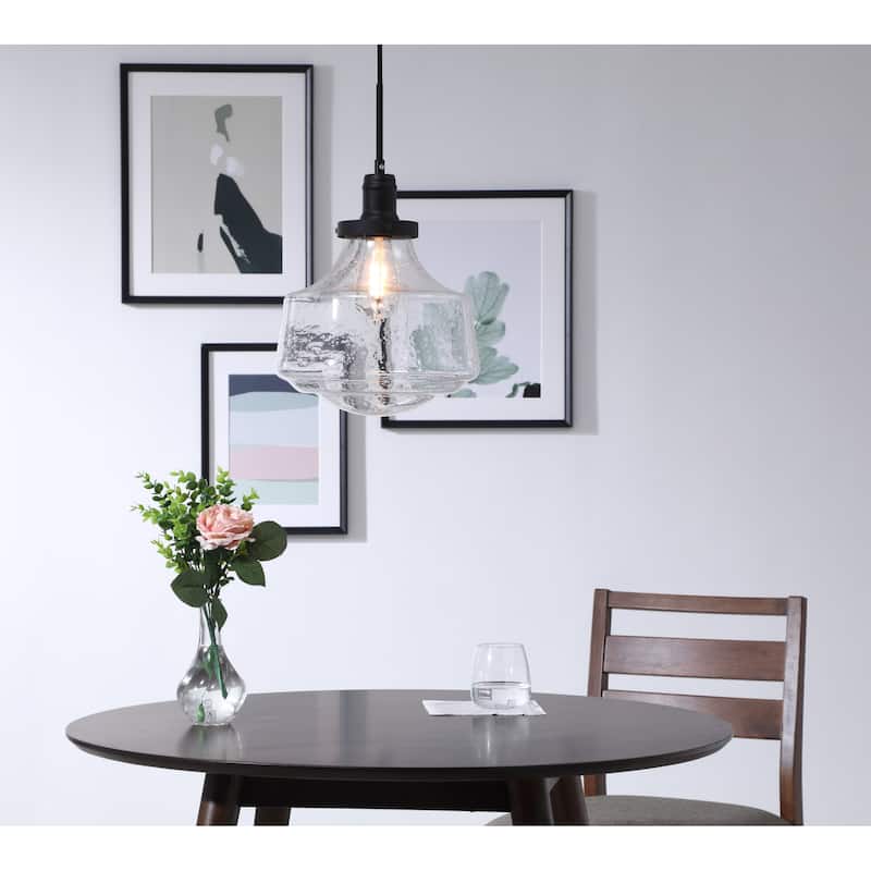 Elegant Lighting Lyle Single Light 11" Wide Pendant with Seedy Glass