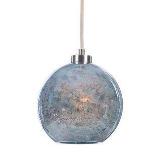1-Light Stone Pattern Mini Ceiling Pendant - 10.25" - Blue and Beige