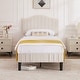 preview thumbnail 19 of 21, VECELO Height Adjustable Upholstered Kids Bed Frame,Twin Size Bed Set of 2