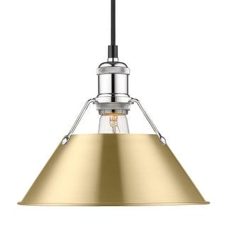 Yep by Golden Lighting Orwell 1-light 10in Pendant in Chrome and Brushed Champagne Brass shade - Silver