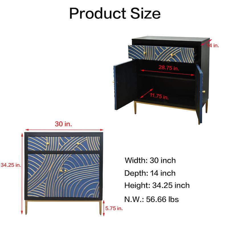 Accent Cabinet with 2 Doors,1 Drawer and Adjustable Shelf