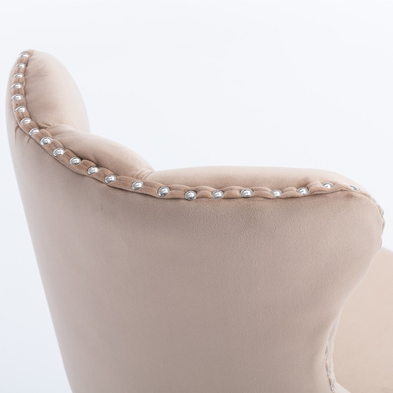 Roomfitters Swivel Velvet Bar Stools Set of 2, Adjustable Height Tufted Counter Chairs with Chrome Base and Nailhead Trim