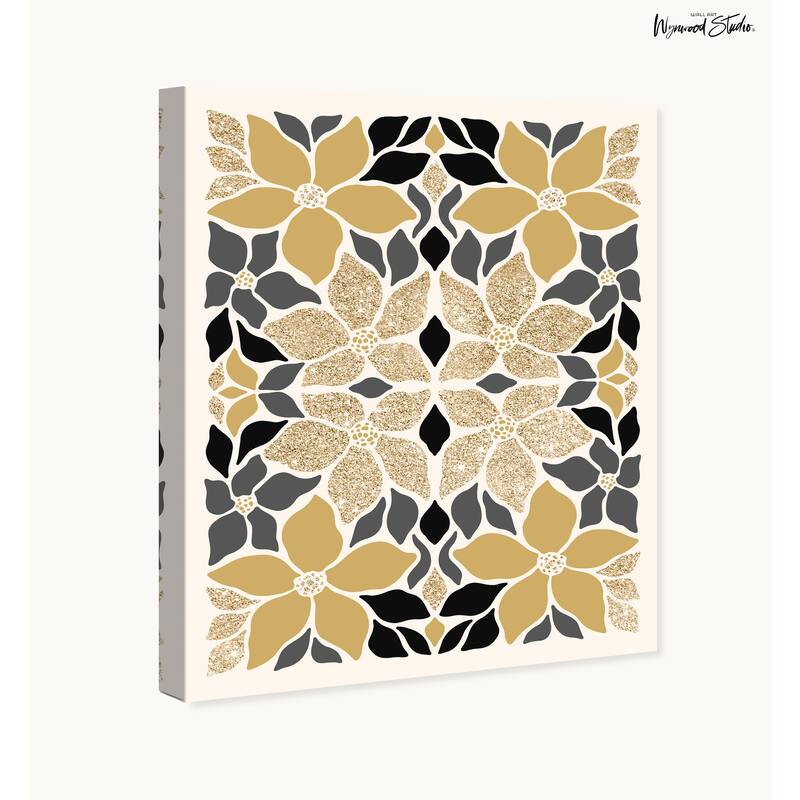 Wynwood Studio Canvas Floral and Botanical Holidays Golden Season Gold Glam Wall Art Canvas Print