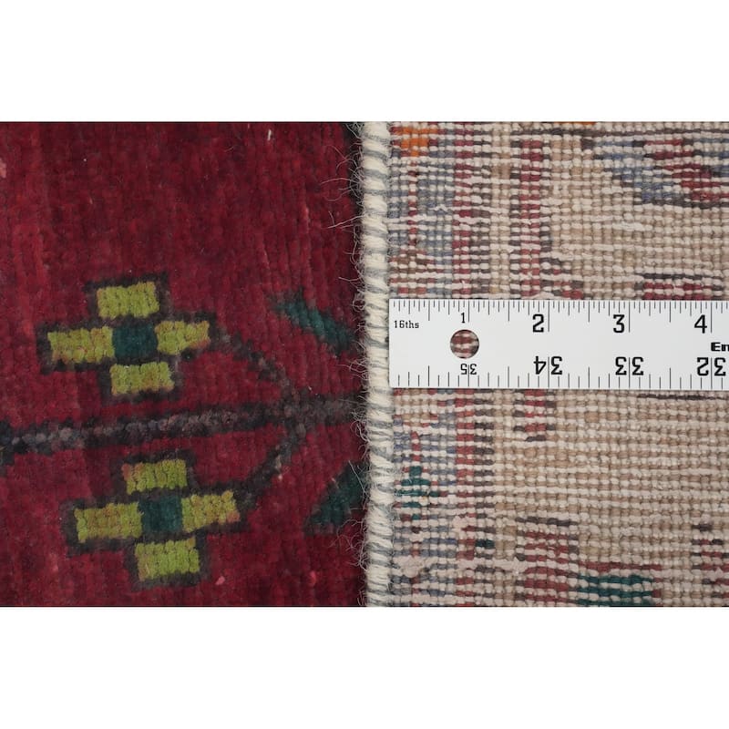 Hand Knotted Oriental 100% Wool Carpet Traditional Tribal Red Tabriz Runner Rug - 11' 6'' X 3' 8''