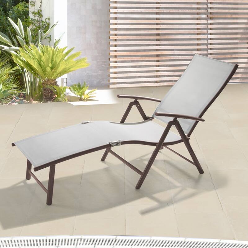 VredHom Outdoor Aluminum Portable Folding Chaise Lounge Chair - 70" L x 20" W x 14" H