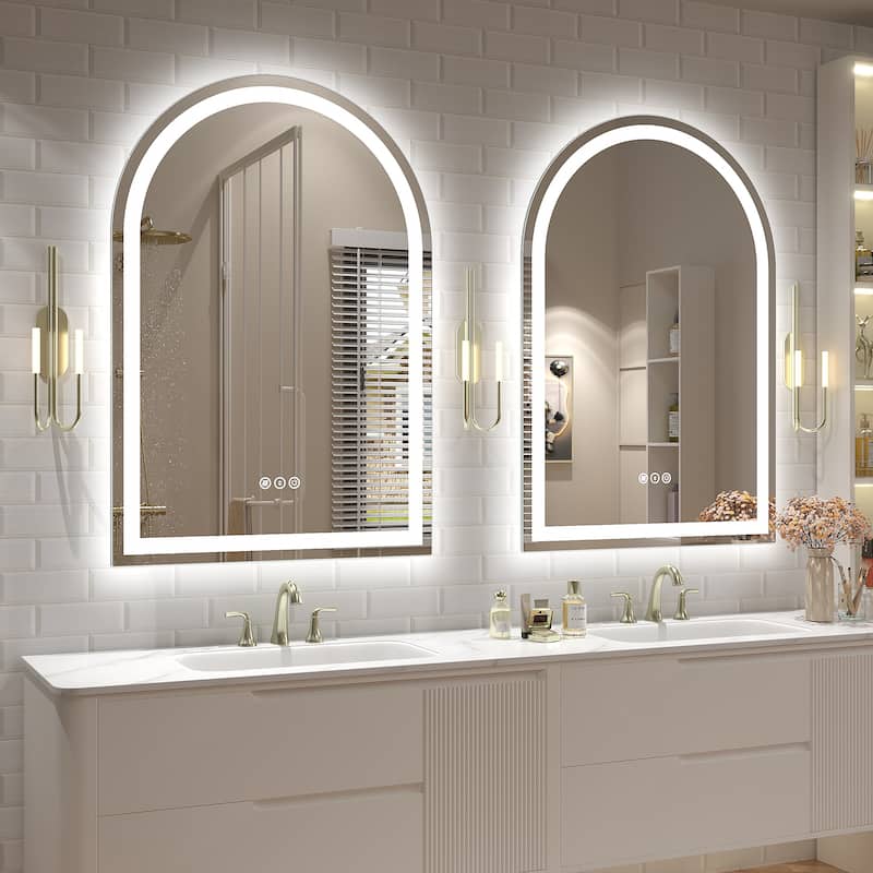 UL Certified Arched LED Anti-fog Tempered Glass Wall Bathroom Vanity Mirror