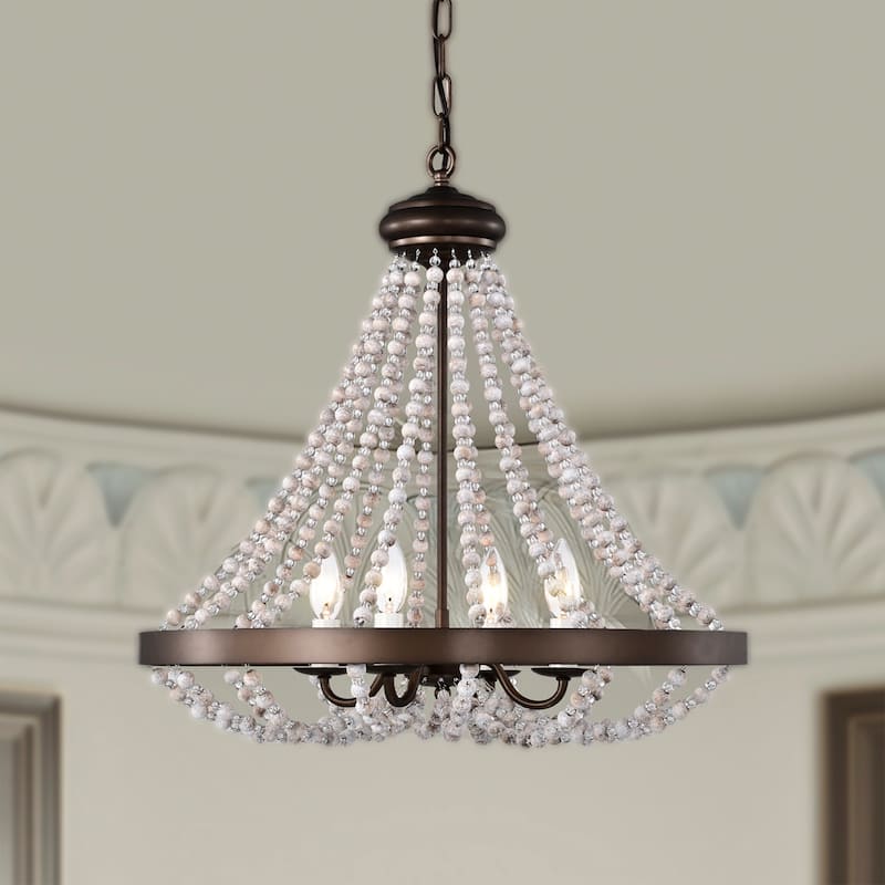 Hana 22 Inch Bohemian Pendant Chandelier 4-Light Candle
