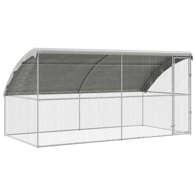 vidaXL Chicken Cage Silver 400 x 200 x 198.5 cm Galvanised Steel
