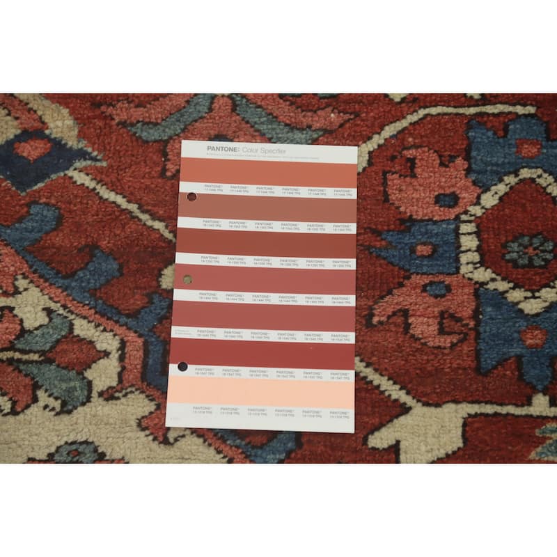 Hand Knotted Oriental 100% Wool Carpet Traditional Medallion Oranges & Rust Heriz (serapi) Area Rug - 11' 0'' X 10' 4''