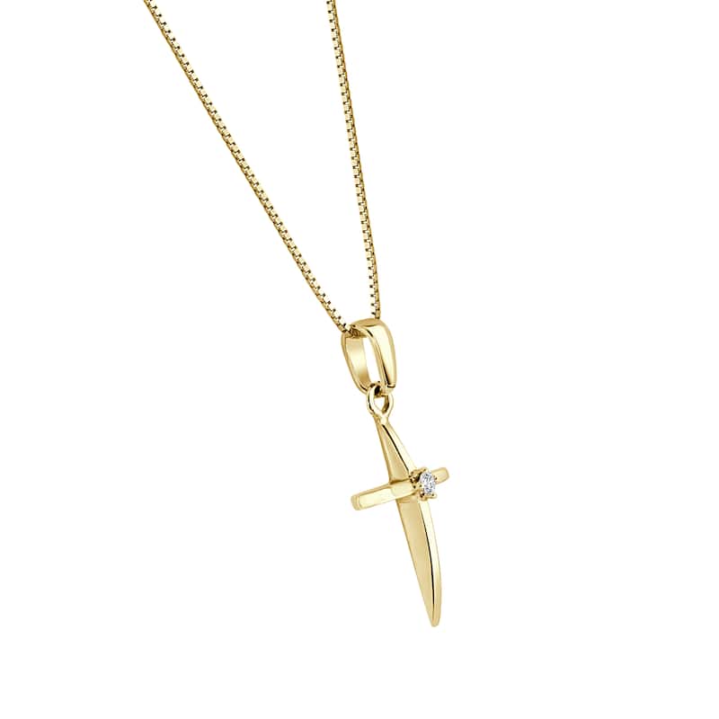 Auriya 10k Gold Diamond Accent Cross Pendant Necklace